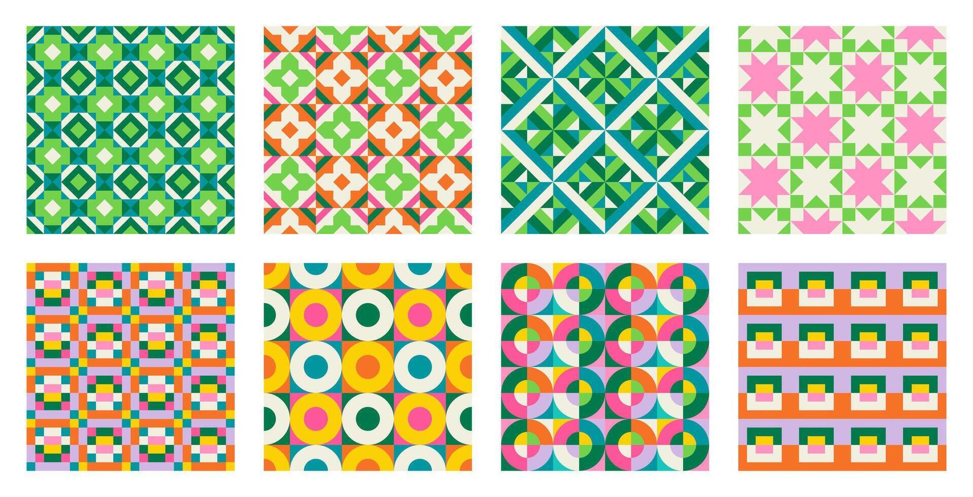 Essential geometric banner printable seamless pattern with abstract Minimal elegant line form stroke shapes in vibrant colors. Modern simple background in minimalist mid century style wall art vector