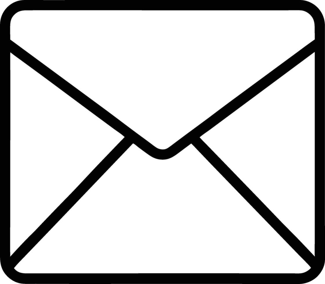 Simple black and white outline icon of a closed envelope vector