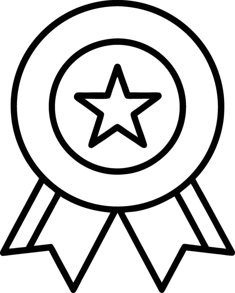 Simple black and white outline of a star award ribbon vector