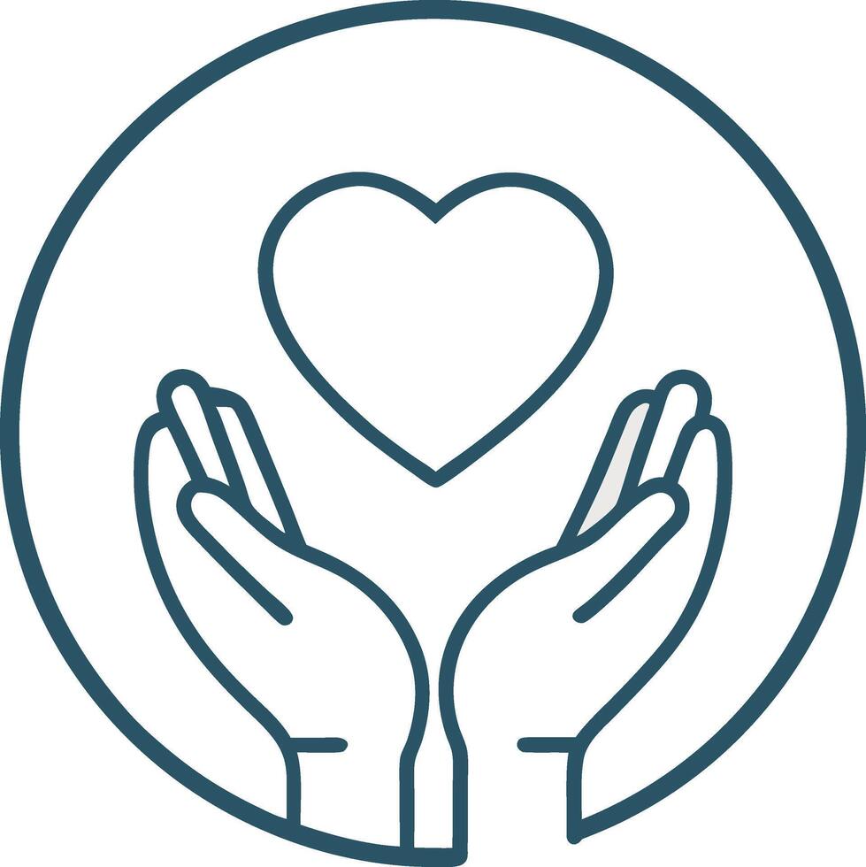 Hands offering a heart symbol inside a circle icon vector