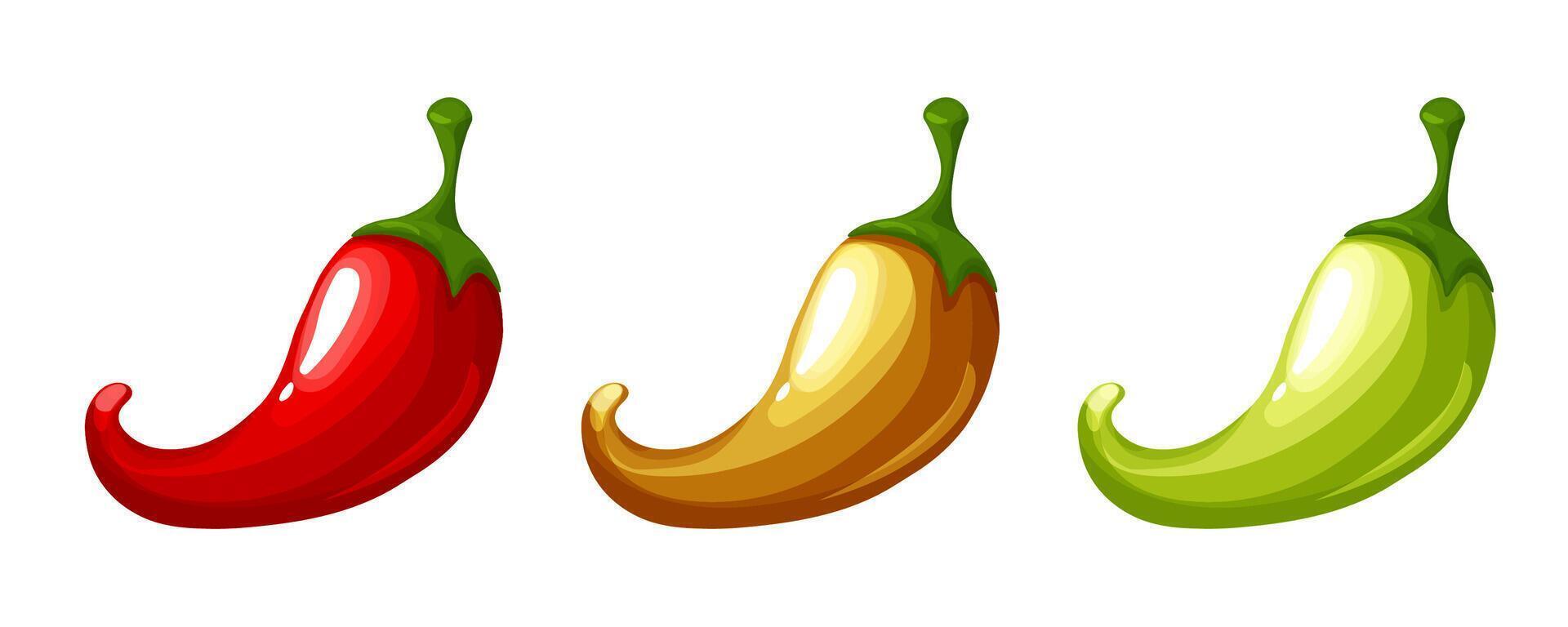 Pepper Spicy chili pepper level scale icon, label. Traditional Mexican, Chinese, asian spicy levels. mild, spicy, hot. Red, orange and green Chili pepper red outline icon vector
