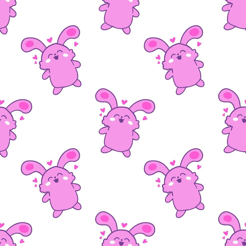 Cute pink bunny characters dancing joyfully on a white background during a playful illustration session vector