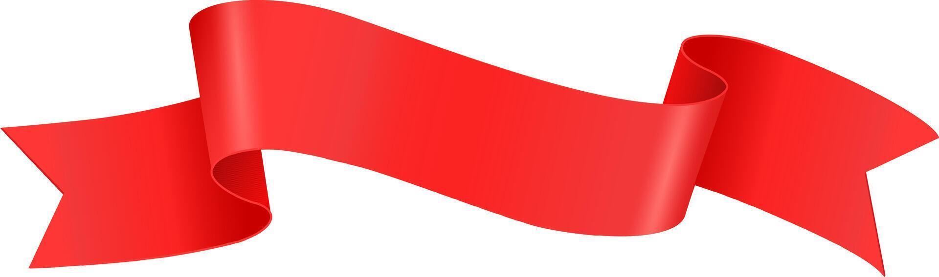 Shiny red ribbon gracefully waving and floating in the air, providing ample copy space for personalized text or design elements, all set against a clean white background vector