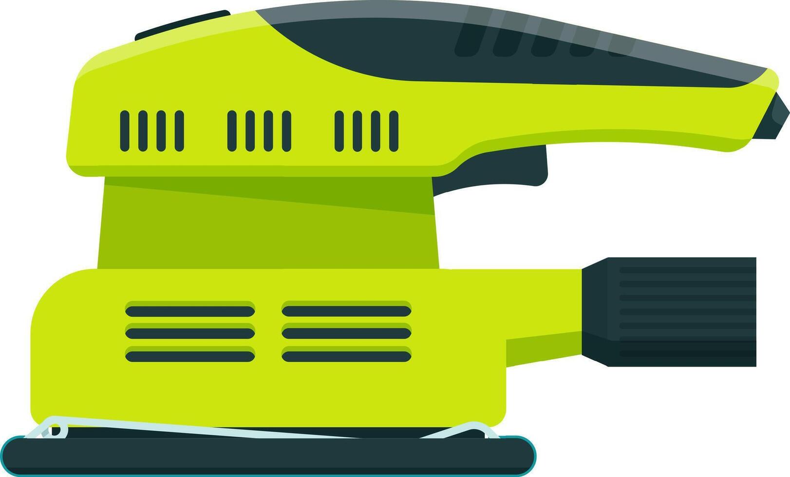 Professional power tool for sanding wood and metal surfaces, featuring a green body and black handle, ideal for carpentry, construction, and DIY projects vector