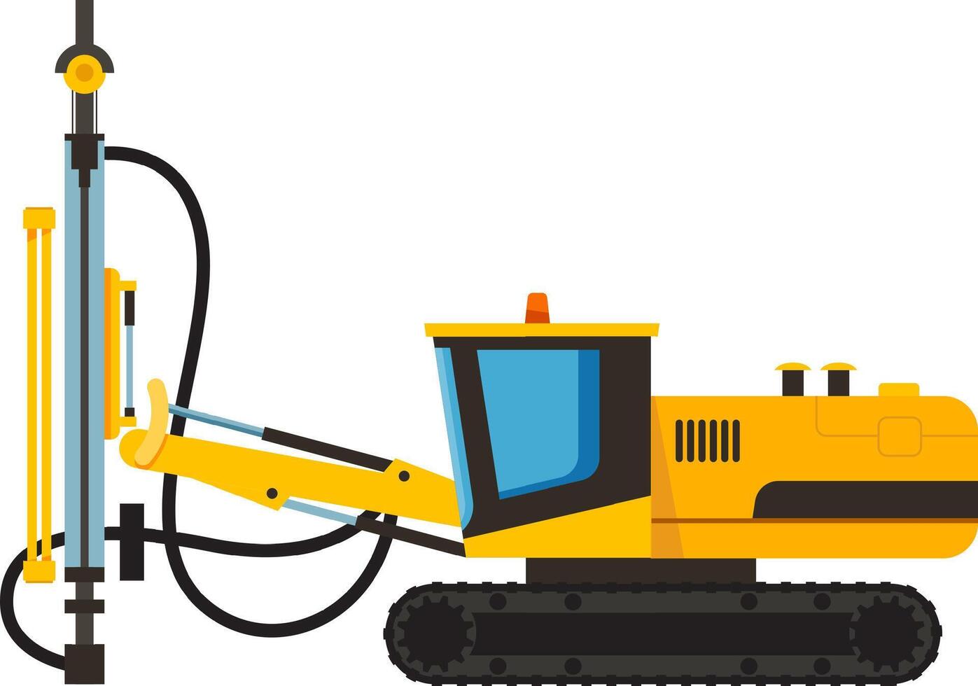 Powerful drilling machine with hydraulic drilling rig extracting soil sample, representing geotechnical investigation and exploration activities vector