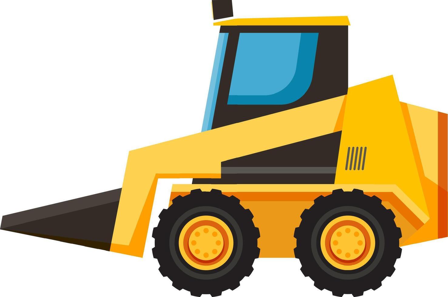 Skid steer loader is working on a construction site, moving earth and materials with its powerful bucket, showcasing its utility in various construction projects vector