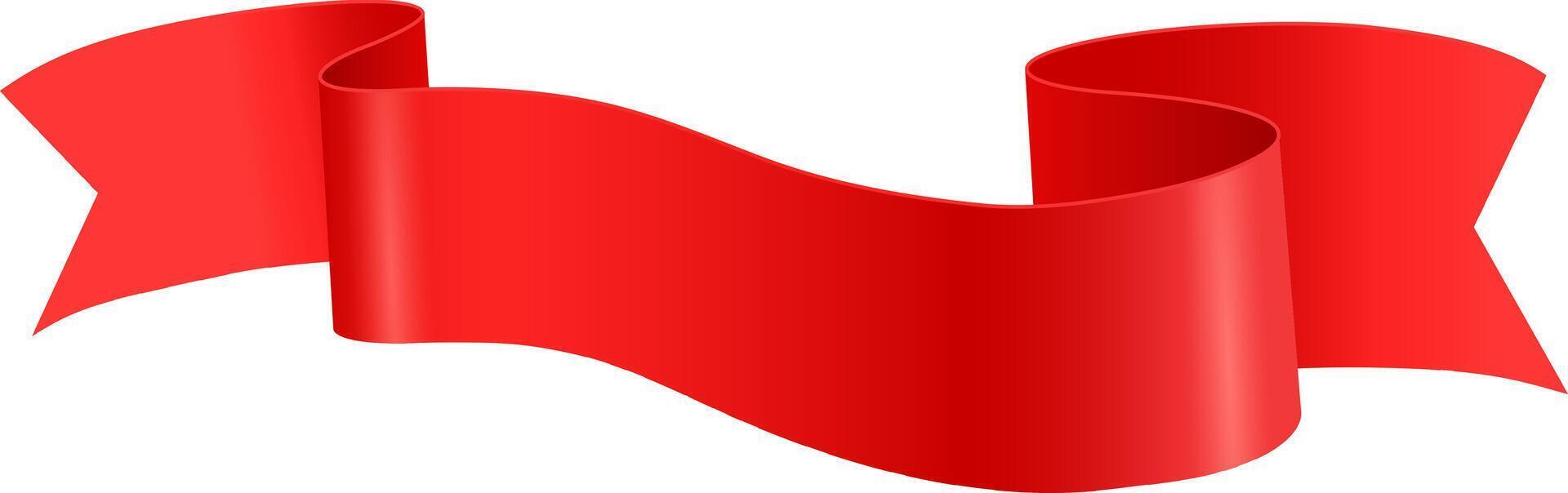 Shiny red ribbon gracefully waving like a flag, creating a festive atmosphere perfect for celebrations, anniversaries, parties, and various decorative events vector