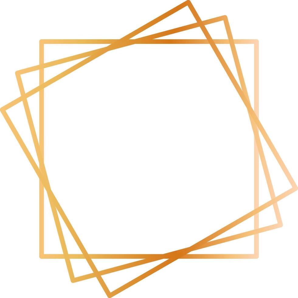 Golden gradient square frame forming an elegant border with overlapping lines, creating a sophisticated and decorative element for various design purposes vector