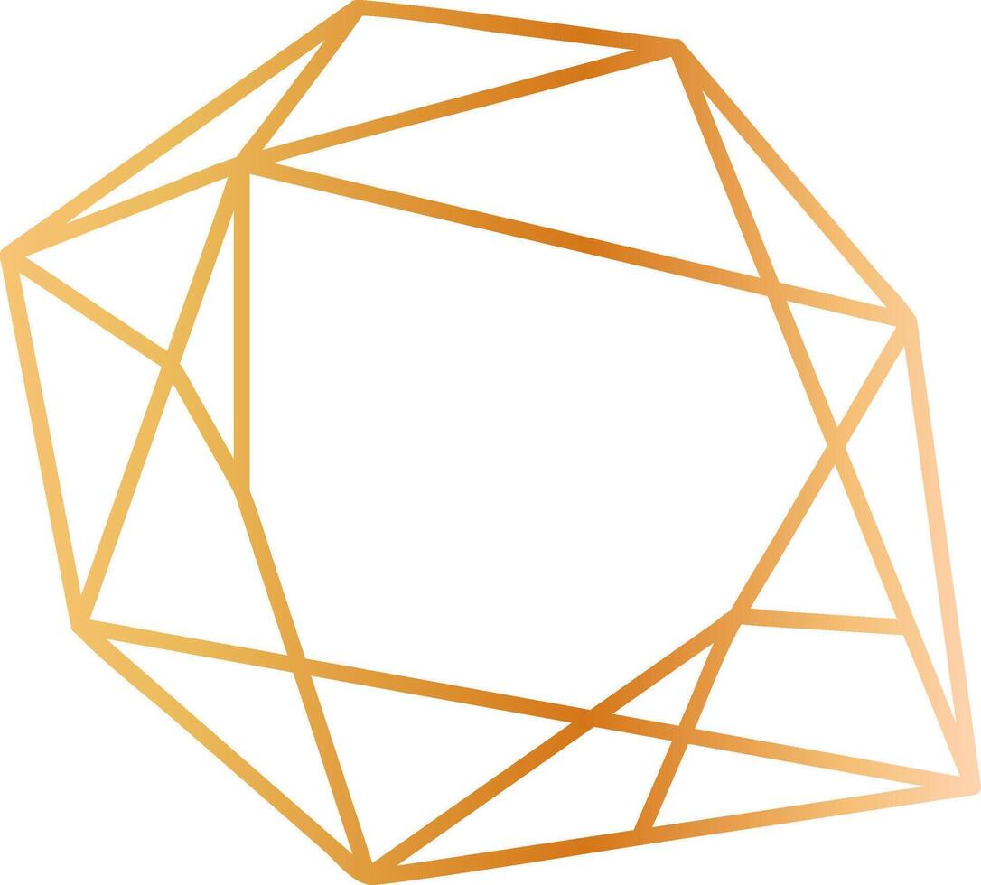 Geometric golden shape forming an abstract figure with triangles and lines, representing modern art and design concepts, ideal for backgrounds, posters, and digital art projects vector