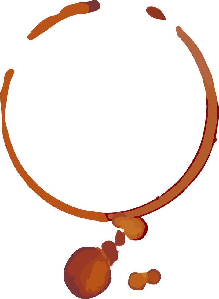 Brown coffee cup stain forming a circular ring with drips on a white background, capturing the essence of clumsiness and the aftermath of a spilled beverage vector