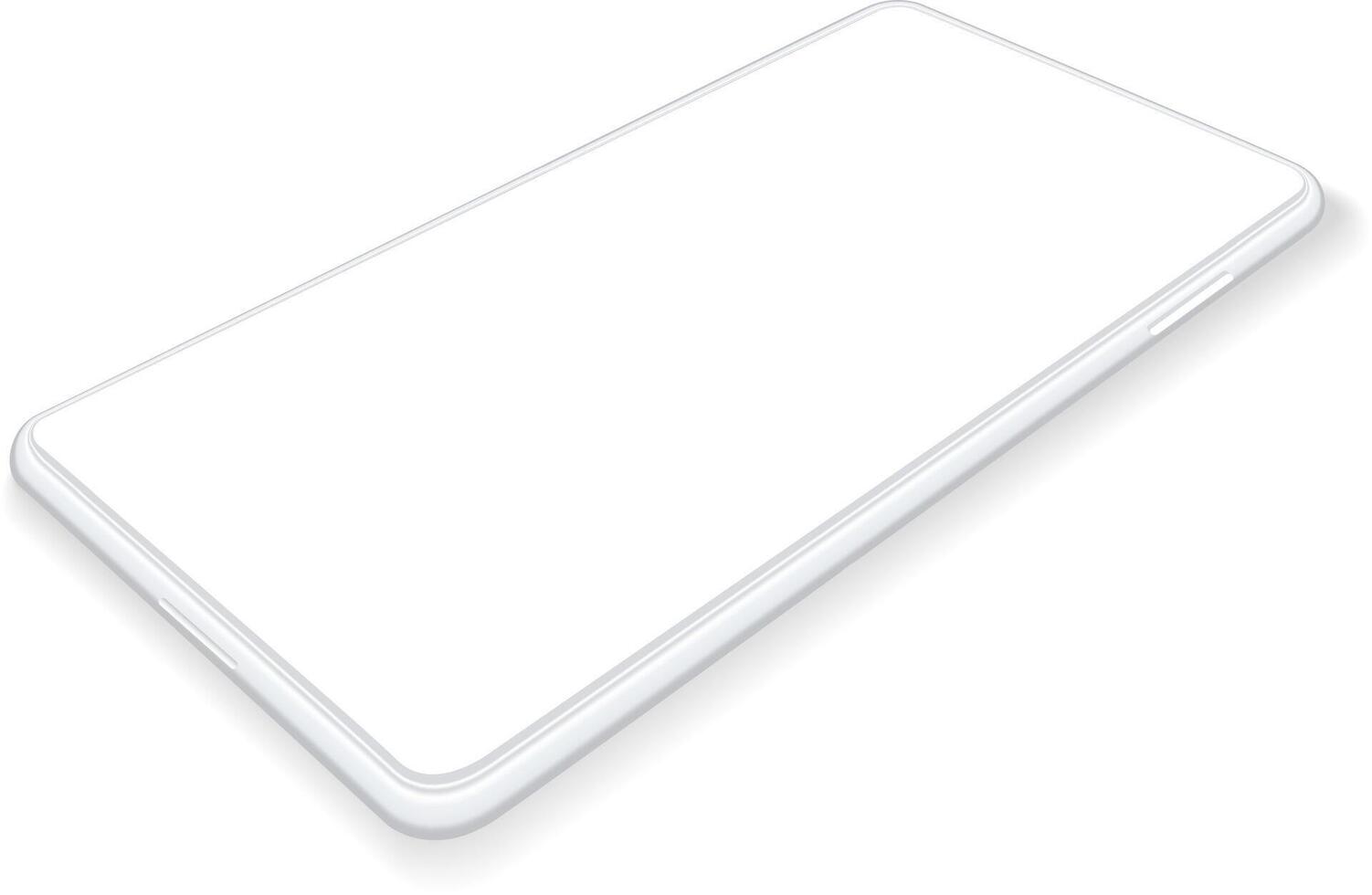 Modern white smartphone featuring a blank screen and showcasing a perspective view, ideal for highlighting mobile apps or websites in a clean, minimalistic design vector