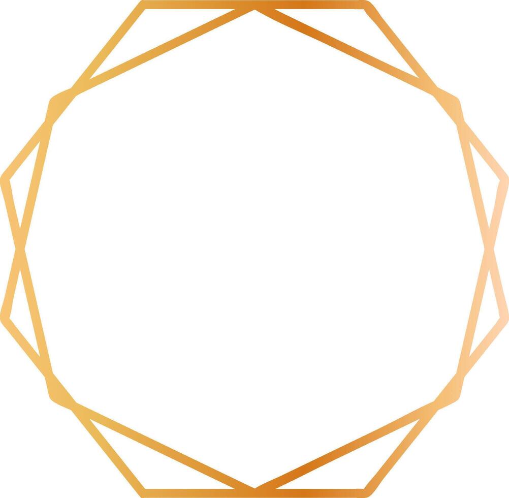 Golden geometric frame creating a dodecagon shape with a gradient effect, ideal for elegant and modern designs, invitations, wedding cards, and various graphic projects vector