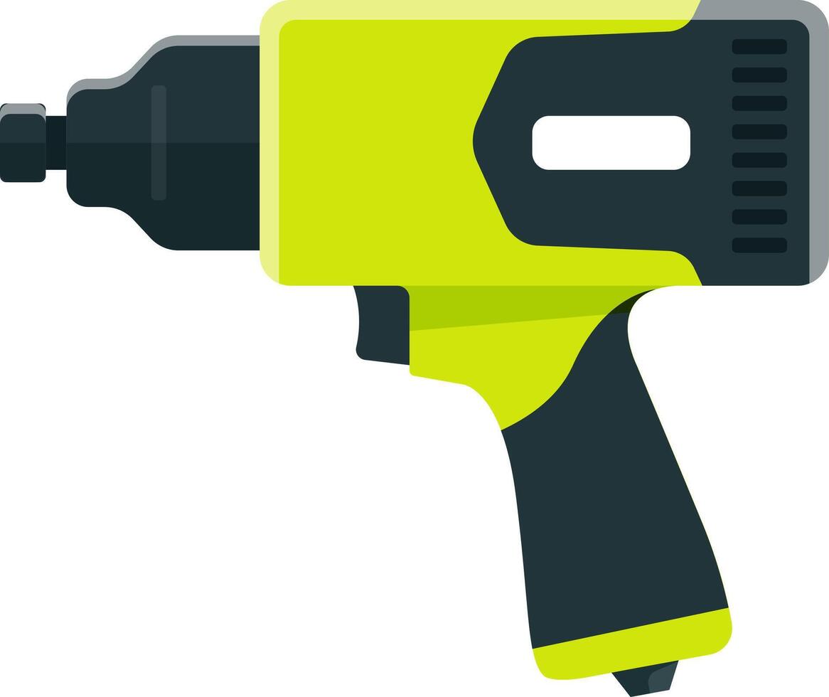 Featuring a robust lime green and black cordless impact wrench, designed for heavy duty fastening tasks in construction, automotive repair, and DIY projects vector