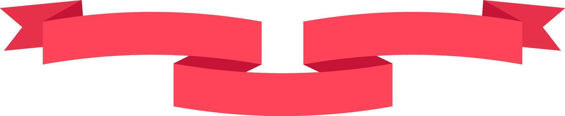 Two slightly curved red ribbons are joined in the middle, creating a frame on a white background, perfect for adding a touch of elegance and celebration to any design vector