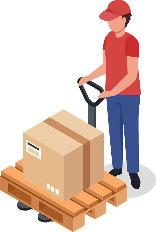Warehouse worker with pallet jack vector