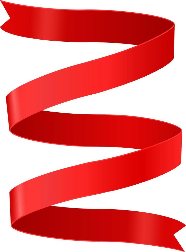 Shiny red ribbon swirling on a white background, creating a dynamic and celebratory visual perfect for festive designs and promotional materials vector