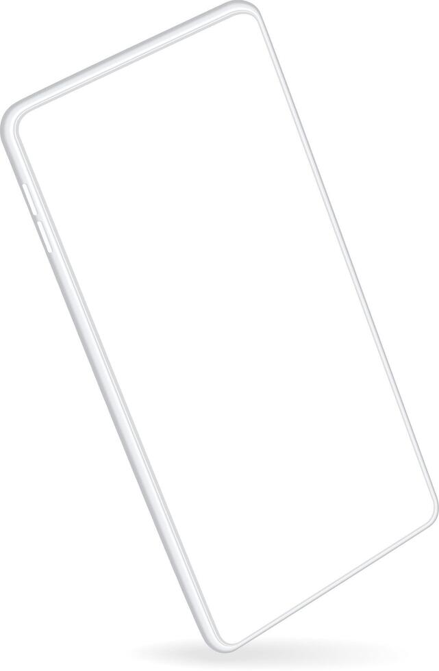 Modern white smartphone featuring a blank screen, floating effortlessly over a clean white background, ideal for displaying apps or websites in a stylish and minimalistic way vector