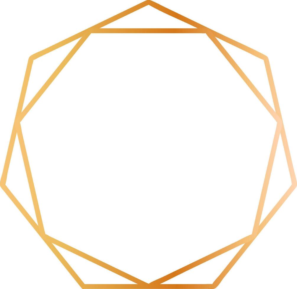 Golden gradient decagon frame radiating elegance against a clean white background, enhancing luxury designs with its geometric charm and bright, shiny metallic finish vector