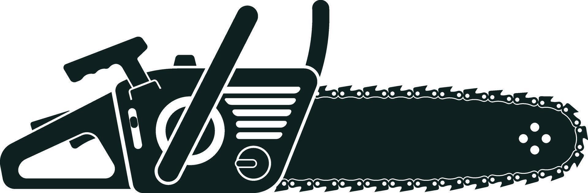 Chainsaw silhouette featuring intricate details of the chain, handle, and body, perfect for illustrating concepts related to logging, woodworking, and forestry practices vector
