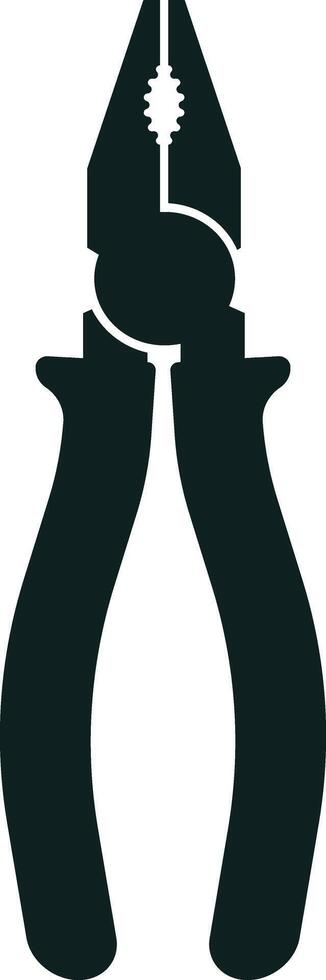 Black pliers gripping nothing against a clean white background, serving as a strong visual representation for construction, repair, and maintenance work in various industries vector