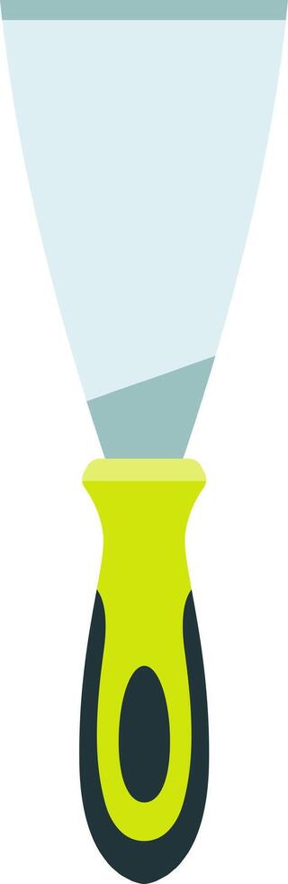 Putty knife with ergonomic green handle ideal for spreading putty, fillers, and adhesives during construction and renovation projects, ensuring precise application and smooth finishes vector