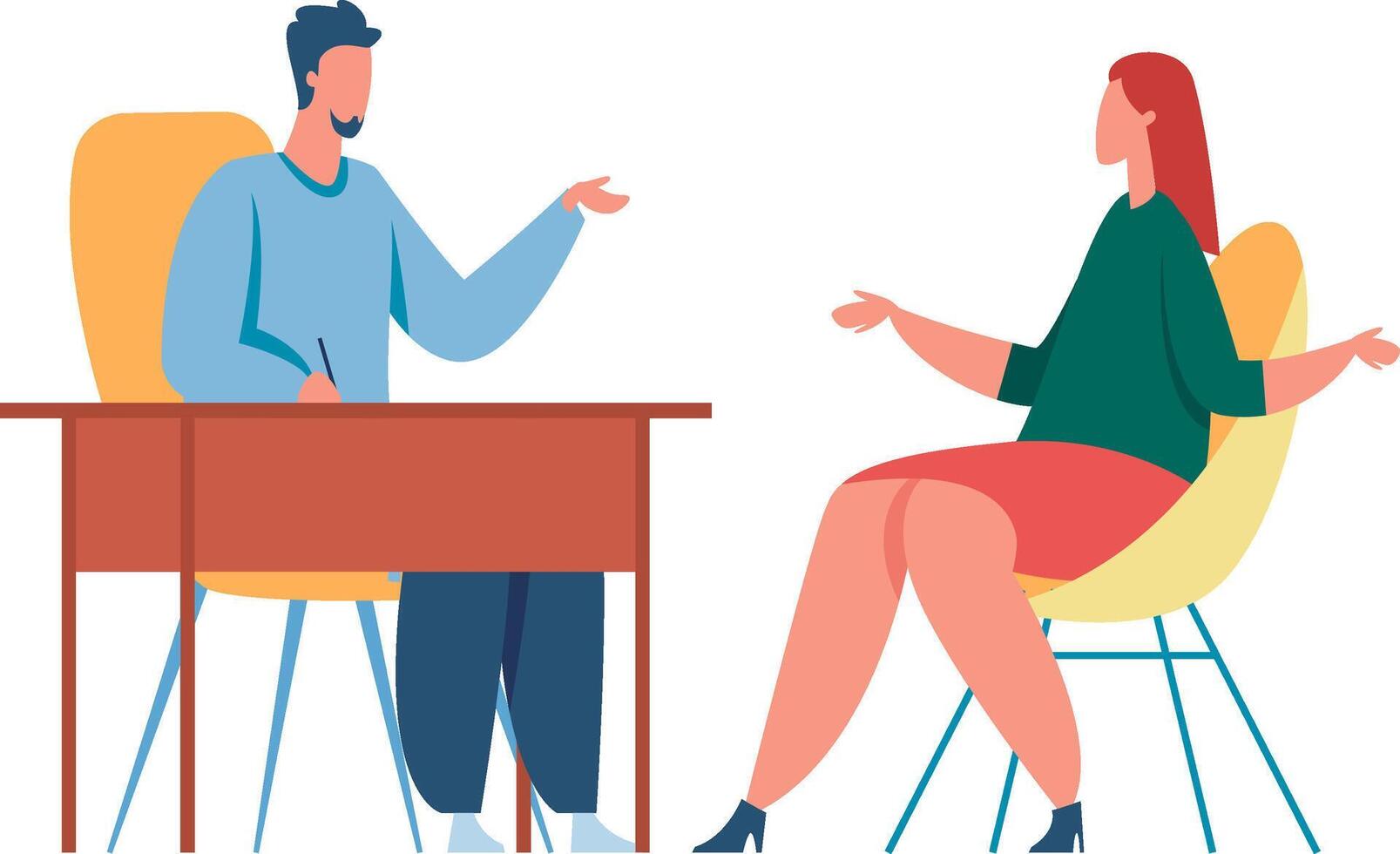 Two people in a meeting vector