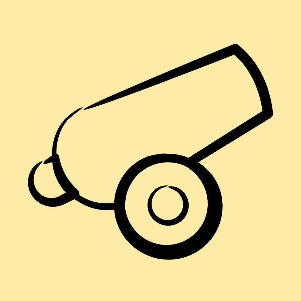 Icon canon. Military and war elements. Icon in hand drawn style. vector