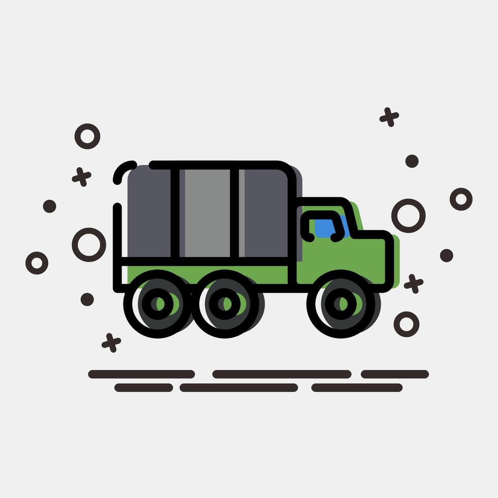 Icon truck. Military and war elements. Icon in MBE style. vector