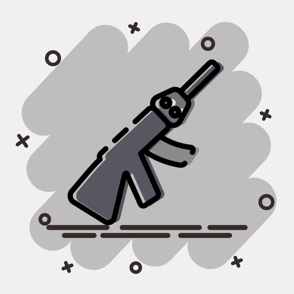 Icon gun. Military and war elements. Icon in comic style. vector