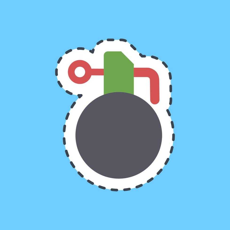 Cutting line sticker hand grenade. Military and war elements. vector