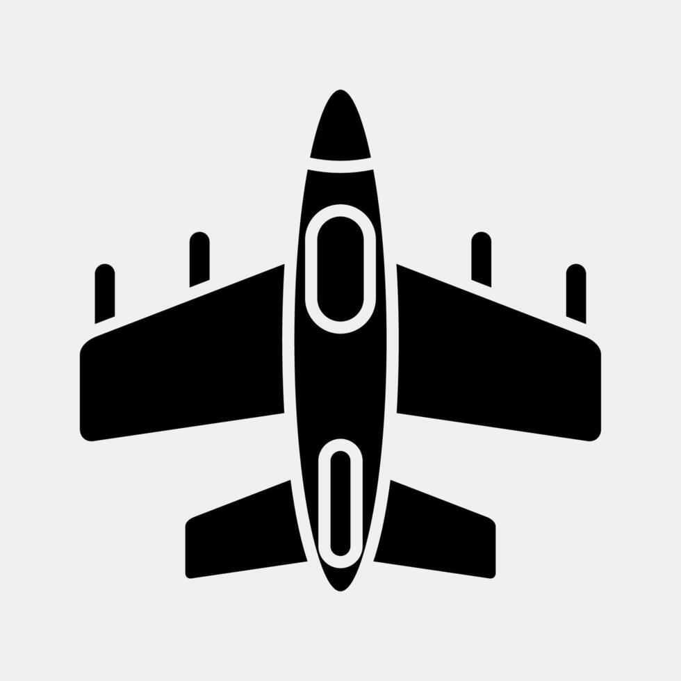 Icon fighter jet. Military and war elements. Icon in glyph style. vector