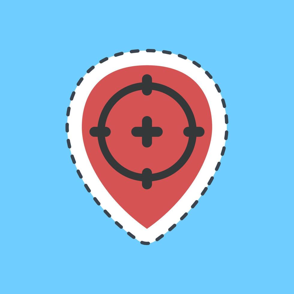 Cutting line sticker target location. Military and war elements. vector