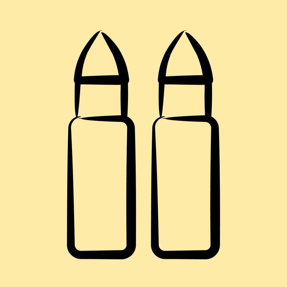 Icon bullet. Military and war elements. Icon in hand drawn style. vector