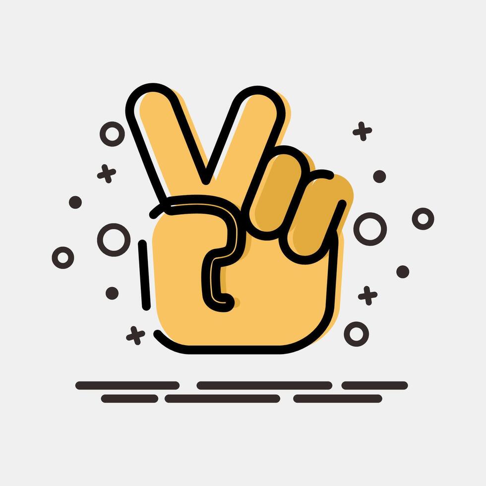 Icon peace gesture finger. Military and war elements. Icon in MBE style. vector