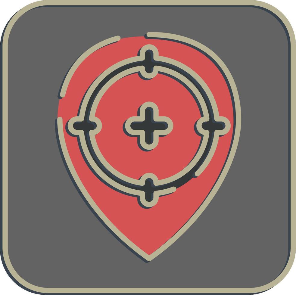 Icon target location. Military and war elements. Icon in embossed style. vector
