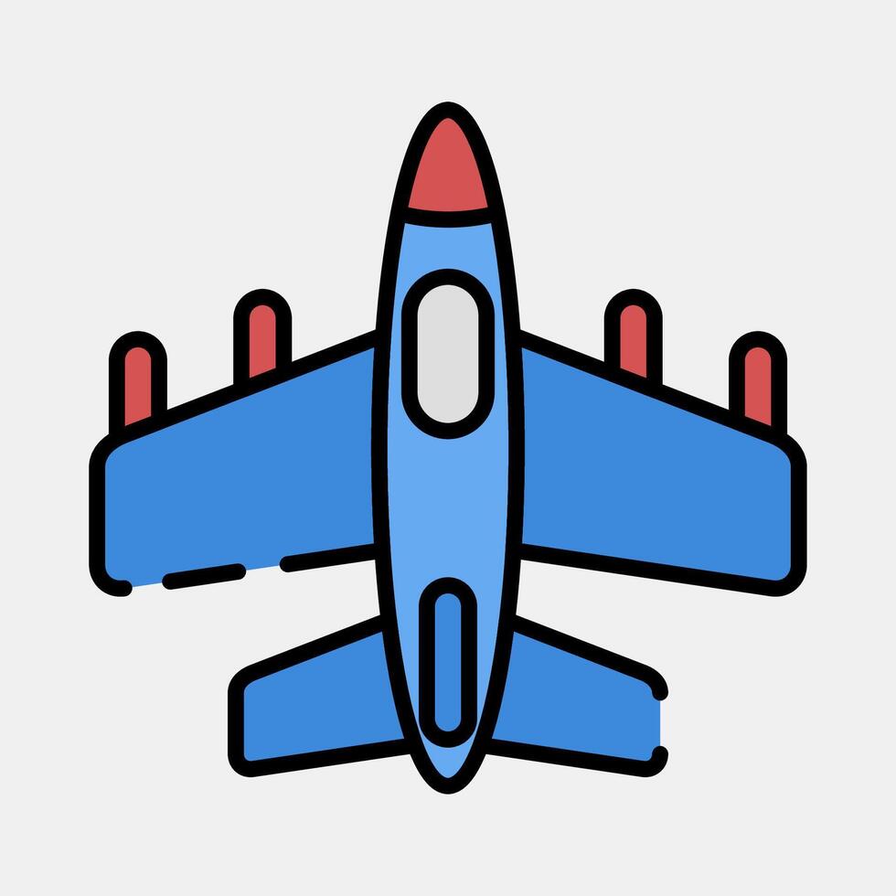 Icon fighter jet. Military and war elements. Icon in filled line style. vector