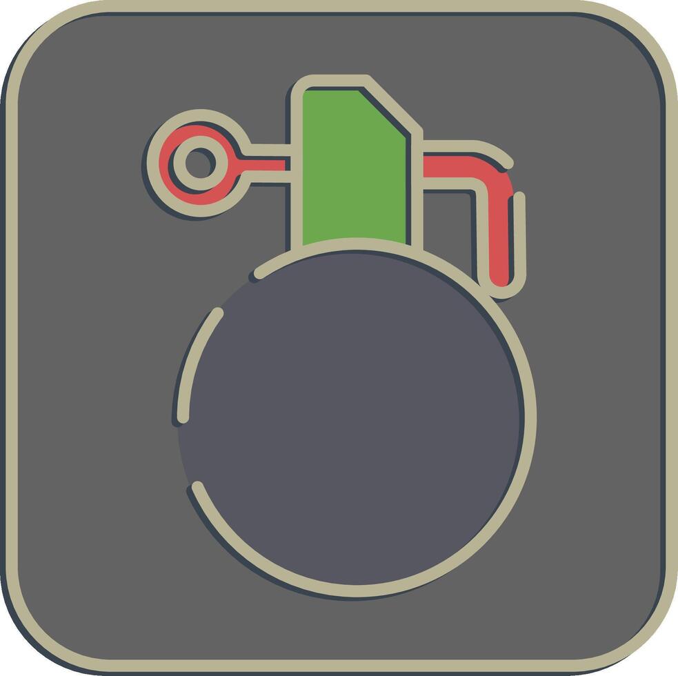 Icon hand grenade. Military and war elements. Icon in embossed style. vector