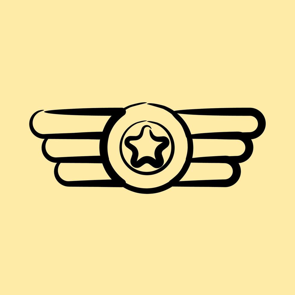 Icon badge. Military and war elements. Icon in hand drawn style. vector