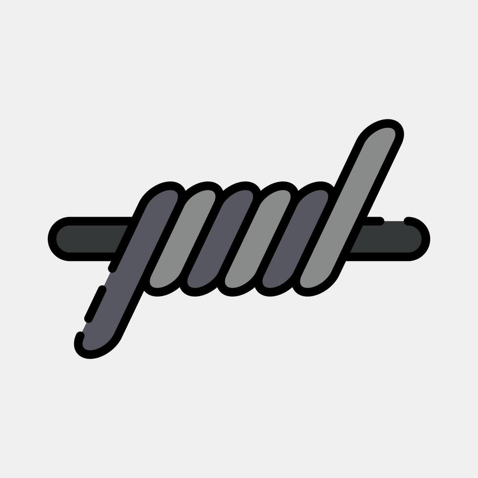 Icon barbed wire. Military and war elements. Icon in filled line style. vector