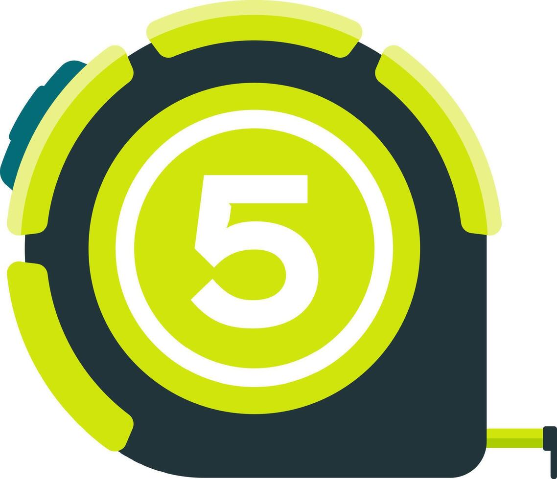 Close up view of a measuring tape prominently displaying the number five, symbolizing measurement, precision, and accuracy essential for various tasks in construction and design vector