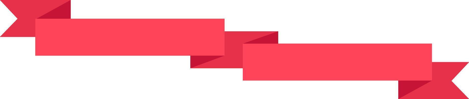 Red ribbon banner waving with angled edges creating a sense of movement, ideal for highlighting important information and celebrating achievements vector