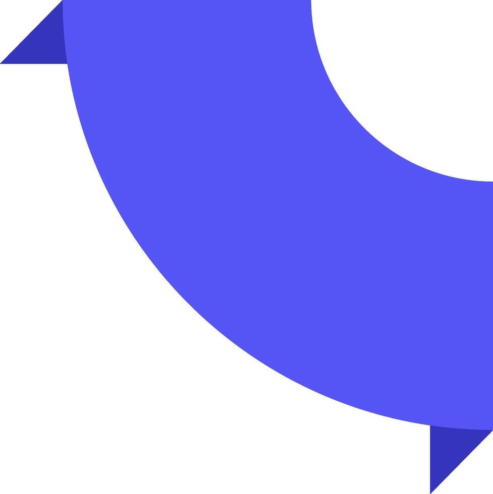 Blue ribbon with folded corners creating a curved shape over a white background, ideal for presentations, websites, and graphic design projects requiring a touch of elegance and dynamism vector