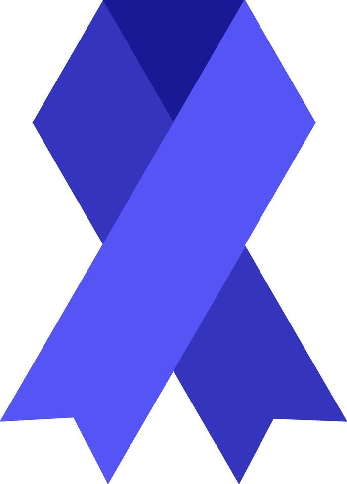 Periwinkle blue or lavender awareness ribbon representing all cancers, including general cancer awareness, and esophageal cancer, stomach cancer, and other gastrointestinal cancer awareness vector