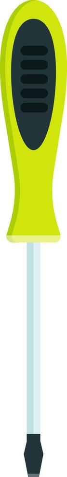 Screwdriver with ergonomic lime green and black handle and steel shaft isolated on white background, ideal for DIY, maintenance, and repair work vector