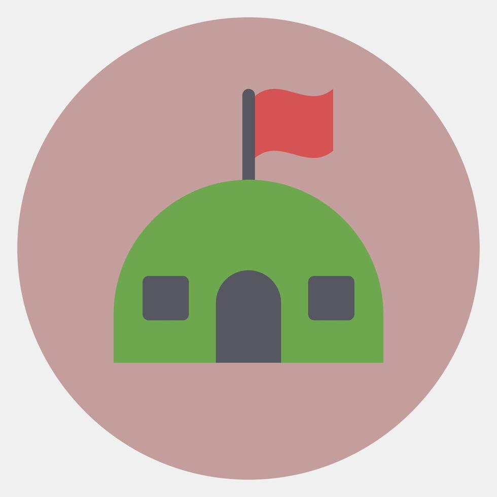Icon barracks. Military and war elements. Icon in color mate style. vector