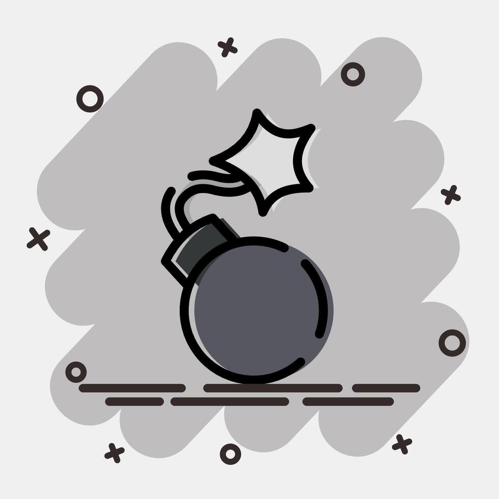Icon bomb. Military and war elements. Icon in comic style. vector