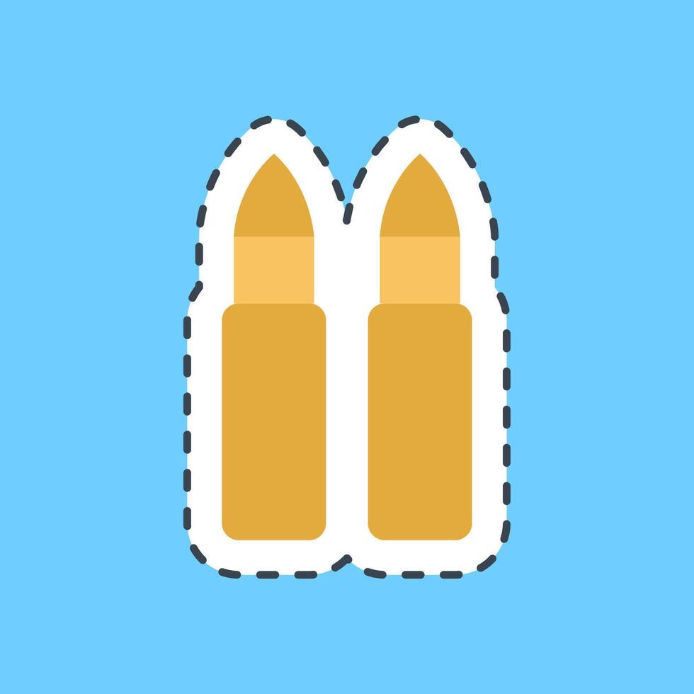 Cutting line sticker bullet. Military and war elements. vector