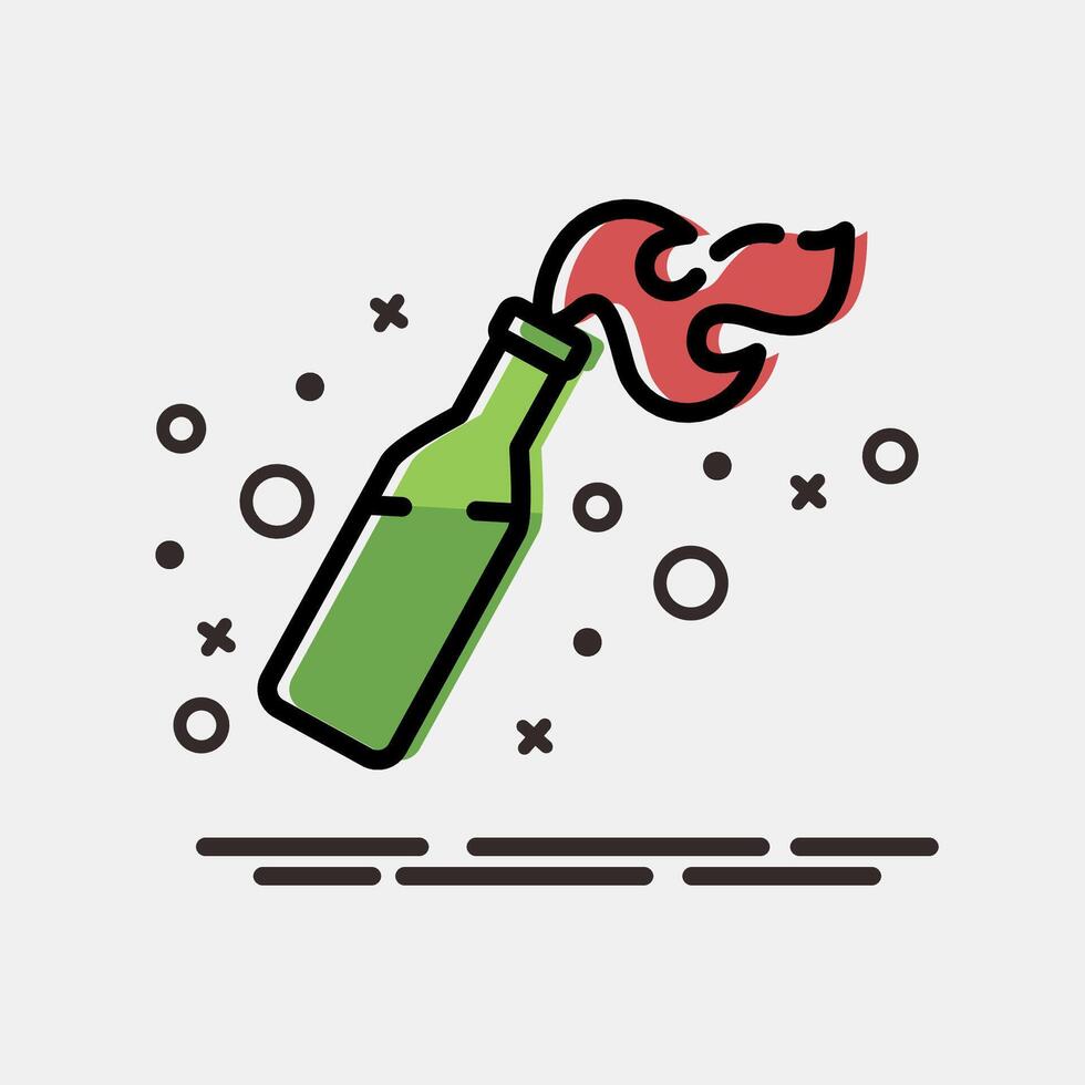 Icon molotov cocktails. Military and war elements. Icon in MBE style. vector