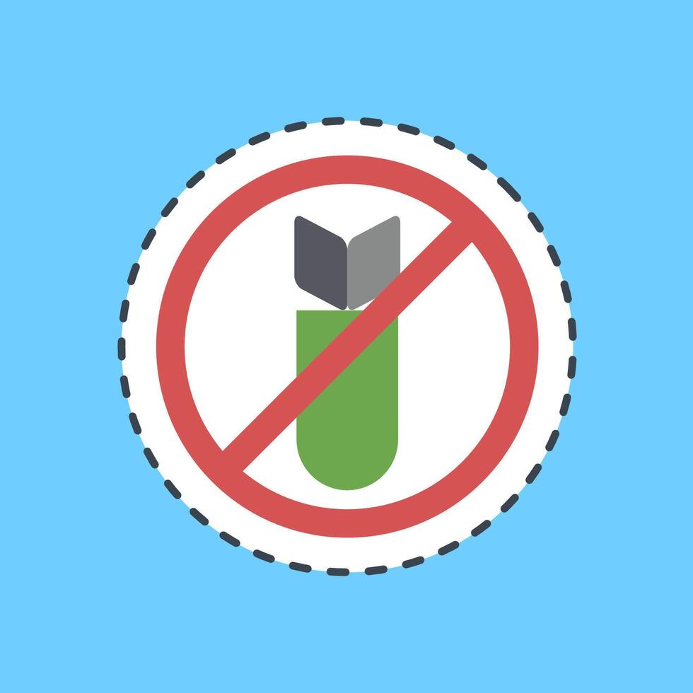 Cutting line sticker stop the war. Military and war elements. vector