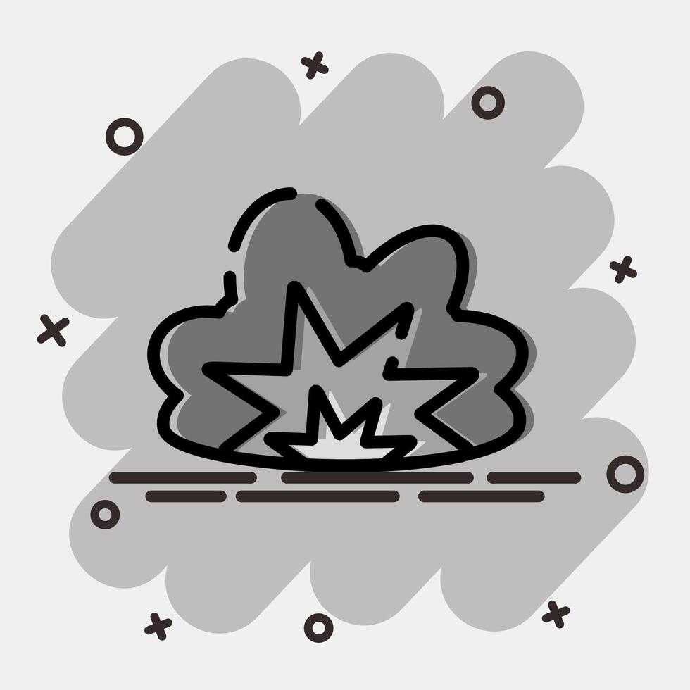 Icon explosion. Military and war elements. Icon in comic style. vector